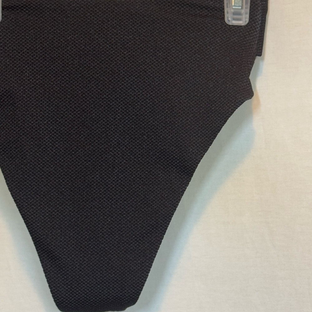 AA-554 Aerie NWOT High Cut‎ Cheeky Twisted Front Black Bikini Bottoms Size XS - Picture 8 of 11